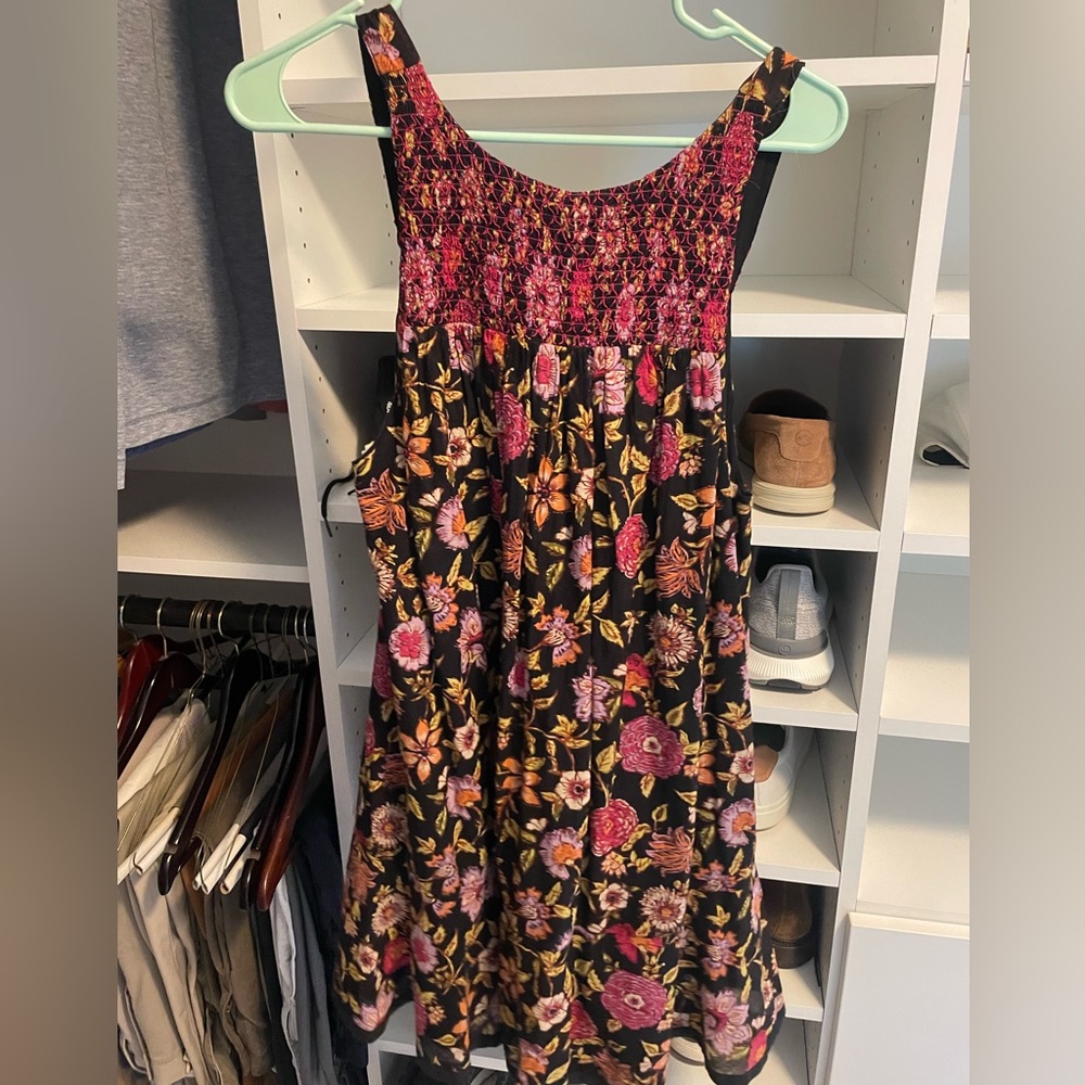 Free People Oh baby mini dress in black/pink floral size XS